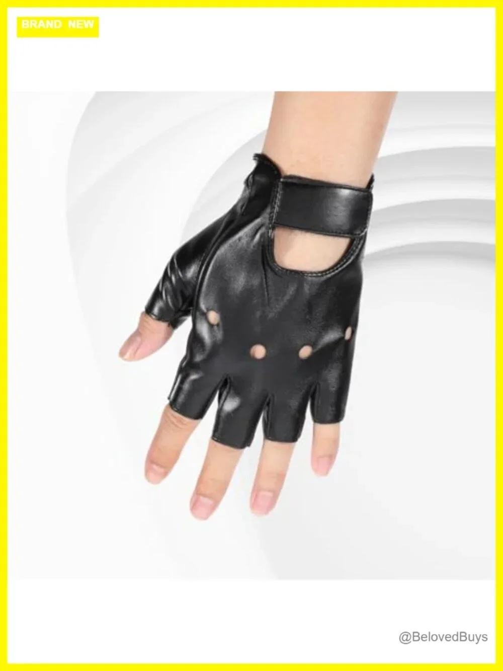 Fingerless Faux Leather Gloves with Rivets Punk Gothic Half Finger